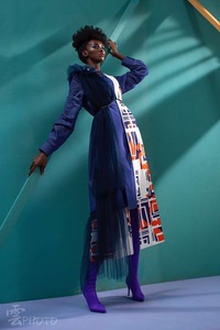 644.作品简介：作品灵感来源于广西少数民族——南丹里湖白裤瑶服装，提取民族服装图案进行再创造，结构上运用平裁与立裁糅合的手法，将传统与现代相结合。