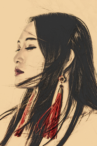 2.作品简介：作品以工笔画的形式勾勒东方女性线条佩以传统饰品飘逸典雅的造型展现中国五千年文化积淀下对于时尚的见解。